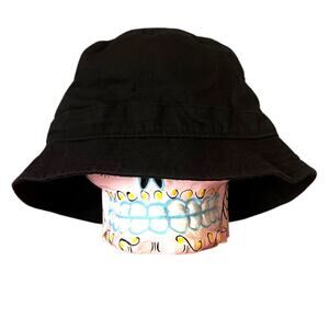 Sean John Black Cotton Bucket Hat Adjustable Check Lining